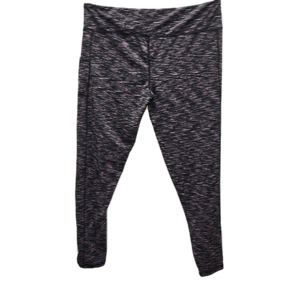 Beverly Hills Polo Club Leggings Womens 2X Black Pink Cropped Activewear Casual
